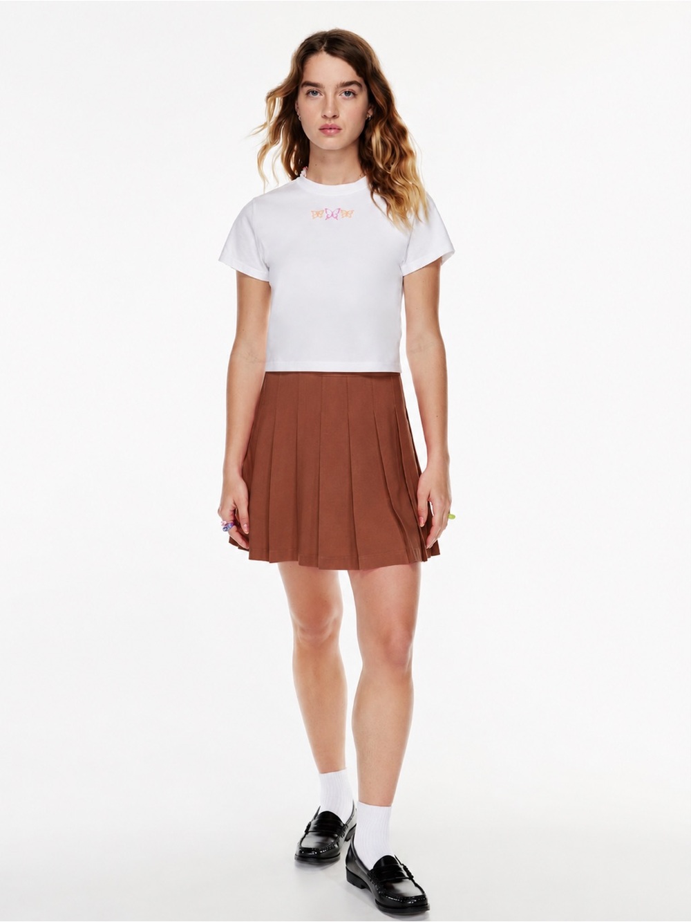 Aritzia Sunday Best Olive Mini Pleated Skirt Brown Size 2
